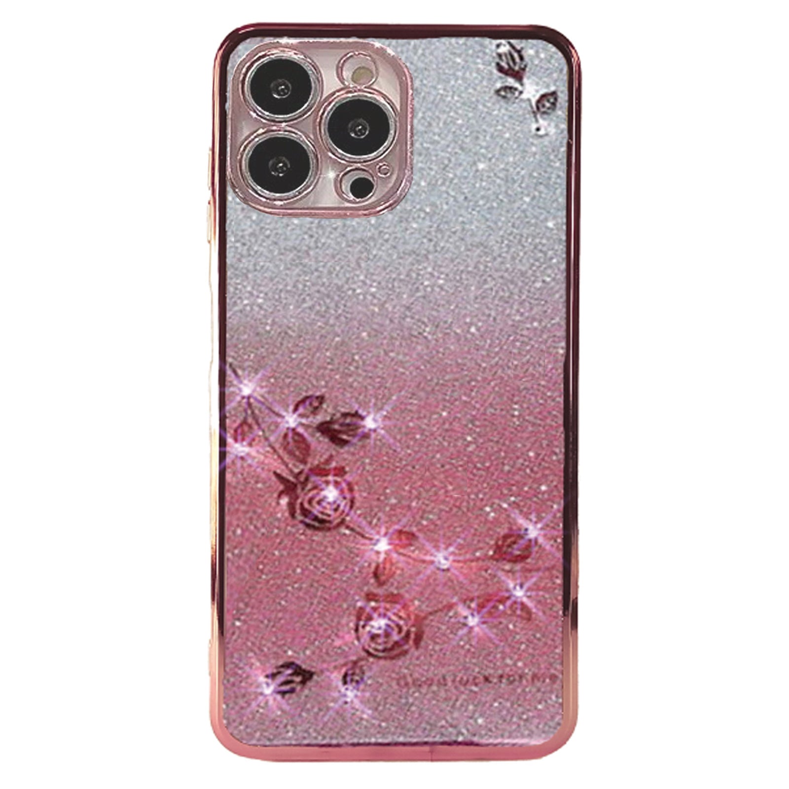 Hülle für iPhone 15 Pro mit Glitzer, Strass, Rose Pink