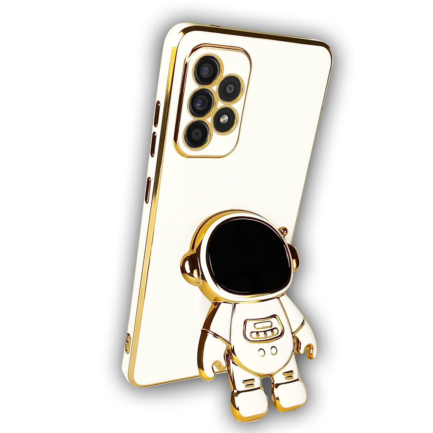 3D ASTRONAUT TPU Hülle Weiss Gold für Samsung Galaxy A52 A52S 5G Handyhülle Case Cover