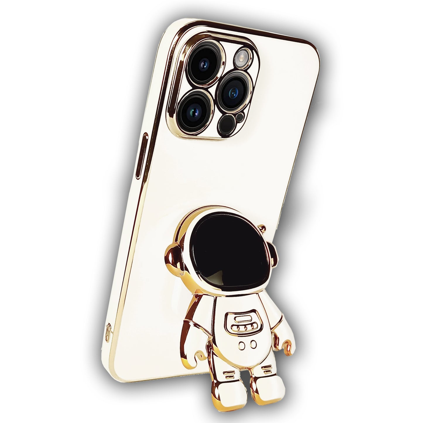 3D ASTRONAUT TPU Hülle Weiss Gold für iPhone 15 Pro Handyhülle Case Cover