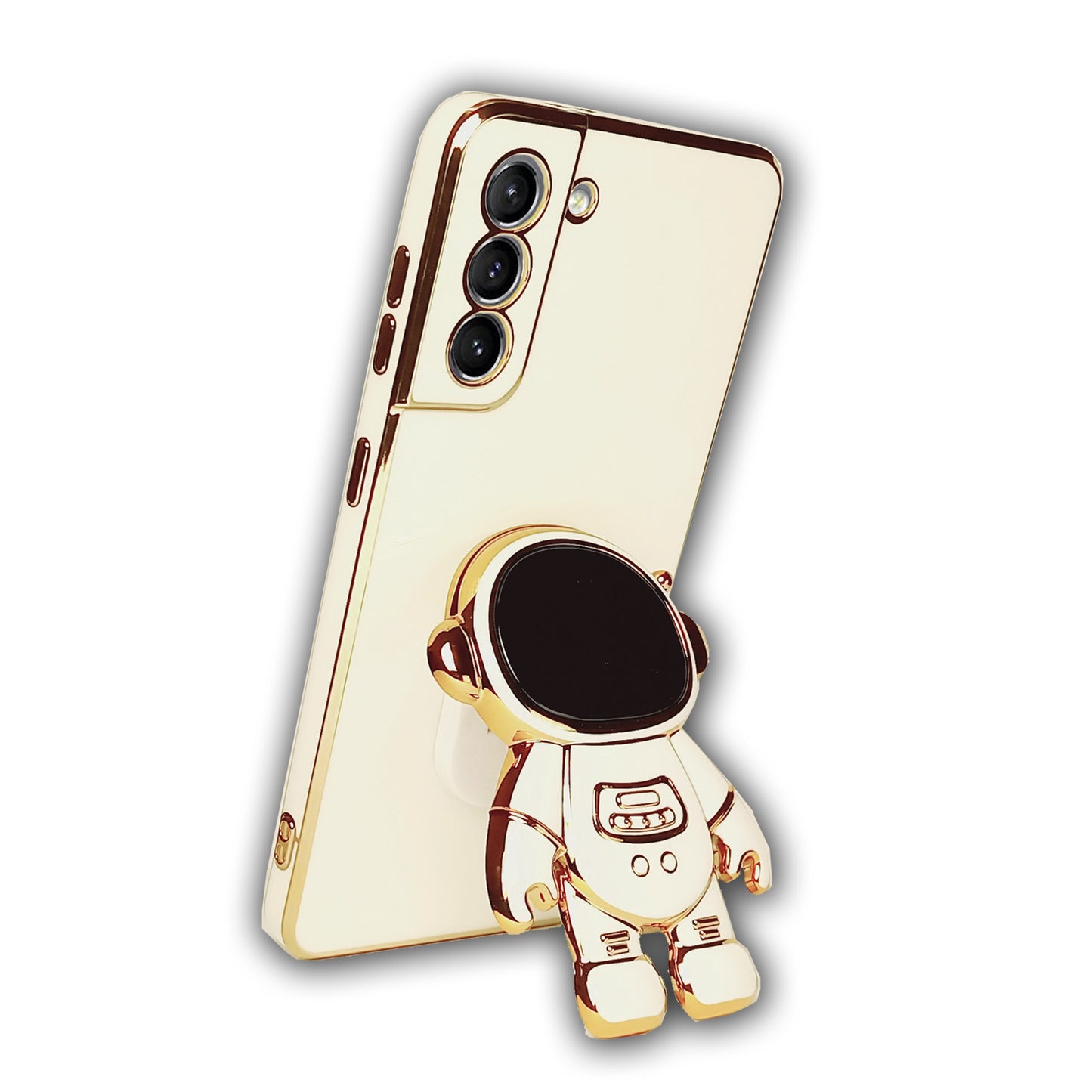 3D ASTRONAUT TPU Hülle Weiss Gold für Samsung Galaxy S21 FE 5G Handyhülle Case Cover