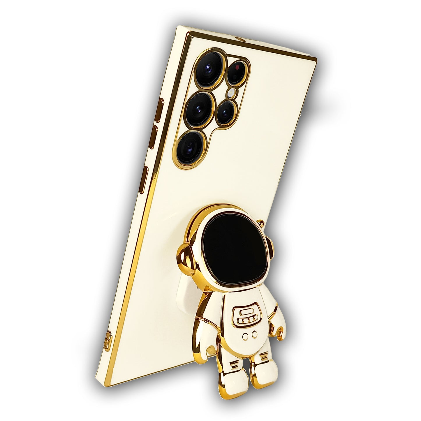 3D ASTRONAUT TPU Hülle Weiss Gold für Samsung Galaxy S23 Ultra 5G Handyhülle Case Cover